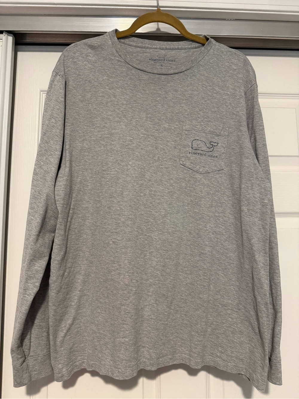 Vineyard Vines | Mens Garment Dyed Vintage Whale Pocket Long Sleeve Tee L Gray